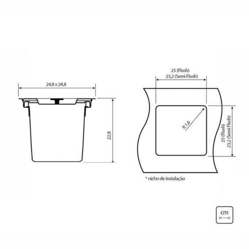 Lixeira De Embutir Tramontina Clean Square Em Aço Inox Com Balde Plástico 5 L - 4