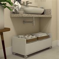 Gabinete De Banheiro Com Rodízios 80 Cm Fgl2608 Branco - 1