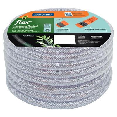 Mangueira Flex Tramontina Em Pvc Transparente 3 Camadas 20m Com Engate Rosqueado E Esguicho