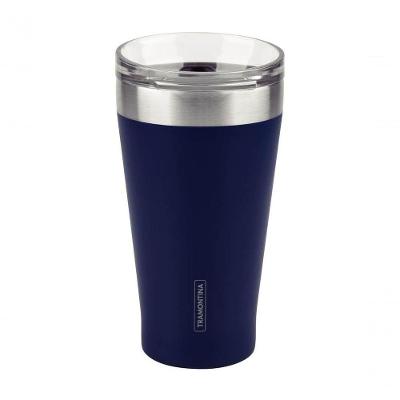 Copo Térmico Azul Em Aço Inox Tramontina Exata Com Tampa 550ml