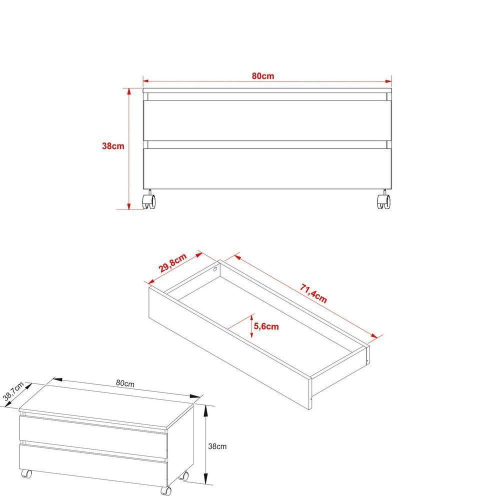Gabinete Banheiro 2 Gavetas 80Cm Mármore Branco - 3