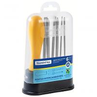 Jogo De Chaves De Fenda Tramontina 6 Peças Com Pontas Intercambiáveis