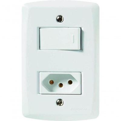 Conjunto 4x2 1 Interruptor Simples 10 A 250 V 1 Tomada 2p+t 10 A 250 V Tramontina Lux2