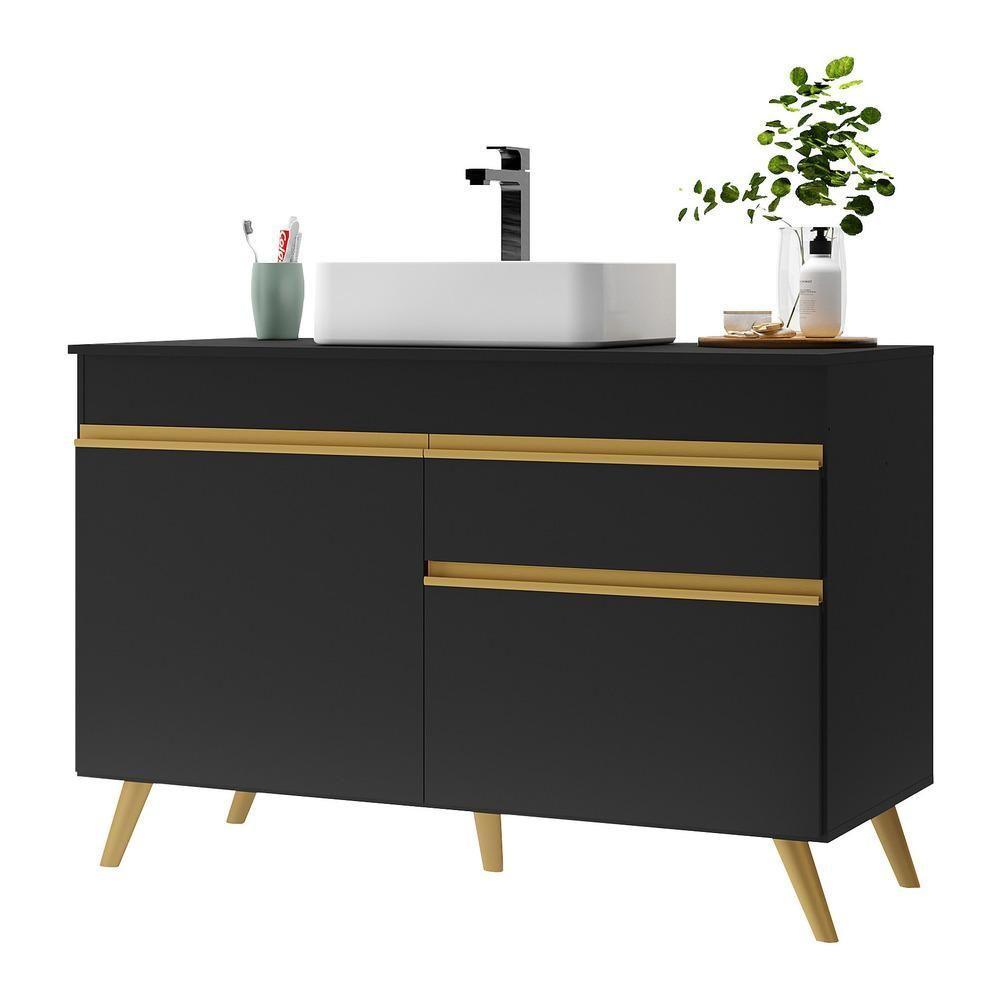 Gabinete Banheiro 2 Portas E 1 Gav Retrô 70cm Mp5025 Preto - 2