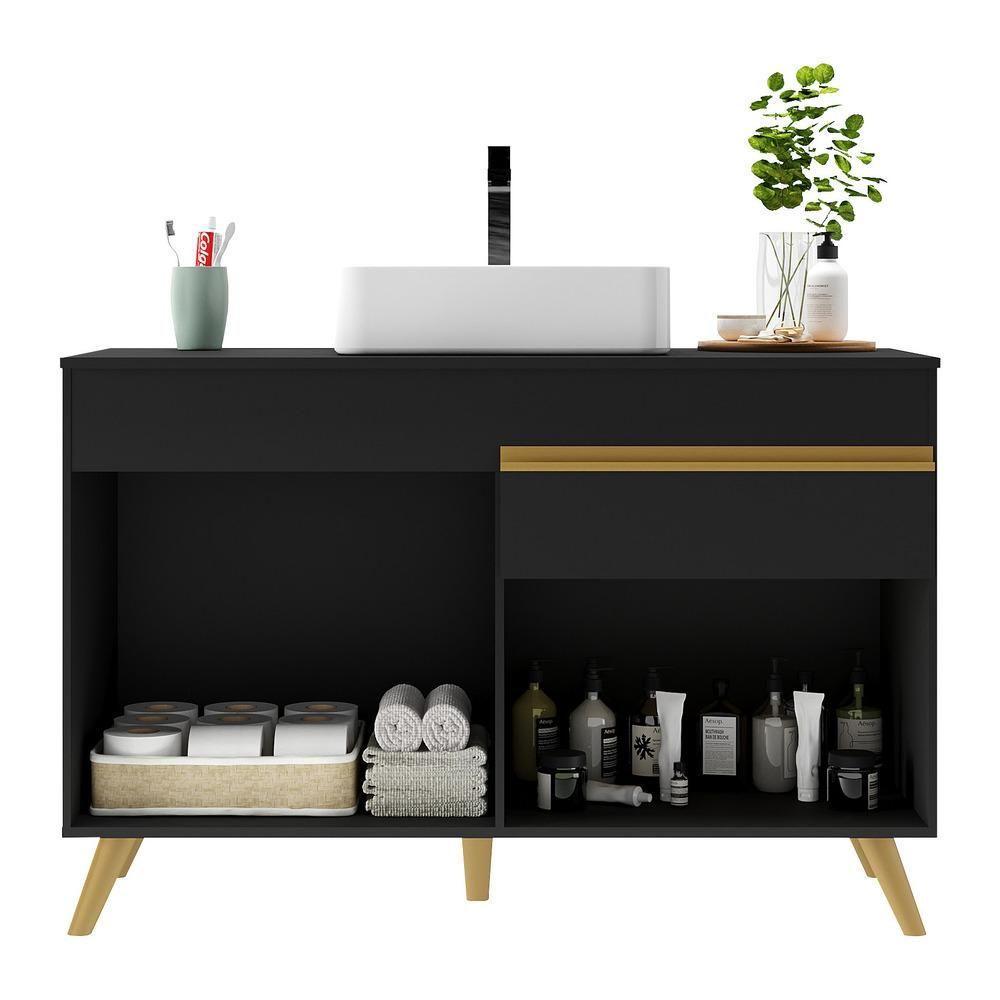 Gabinete Banheiro 2 Portas E 1 Gav Retrô 70cm Mp5025 Preto - 3