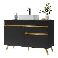 Gabinete Banheiro 2 Portas E 1 Gav Retrô 70cm Mp5025 Preto - 2