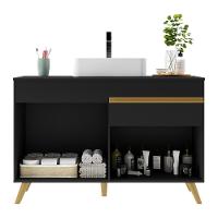 Gabinete Banheiro 2 Portas E 1 Gav Retrô 70cm Mp5025 Preto - 3