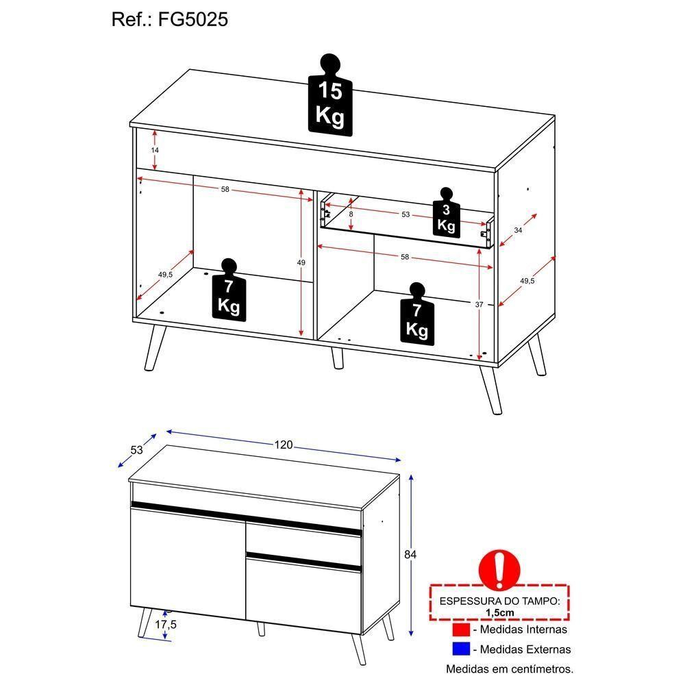 Gabinete Banheiro 2 Portas E 1 Gaveta Retrô 120cm Fg5025 Branco - 2