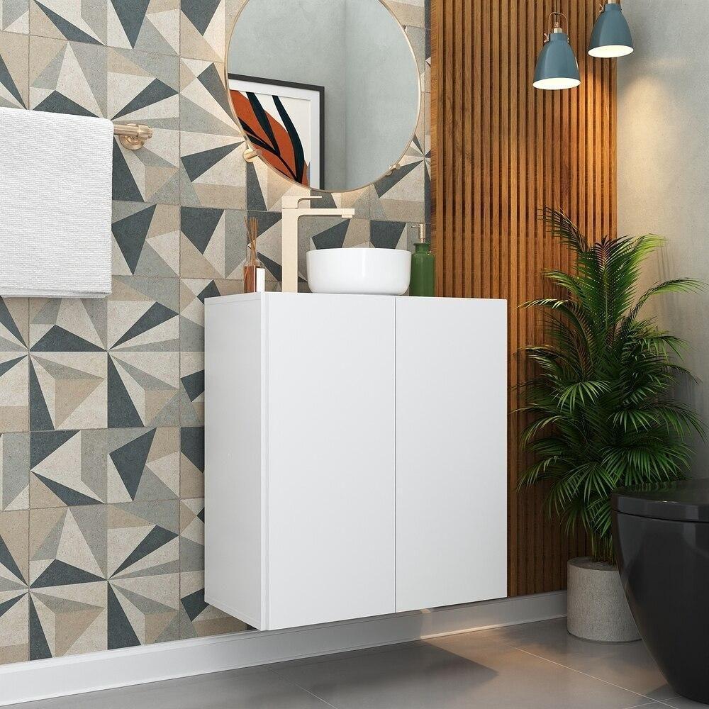 Gabinete Banheiro 2 Portas Suspenso 63Cm Multimóveis V5007 Branco Branco - 6