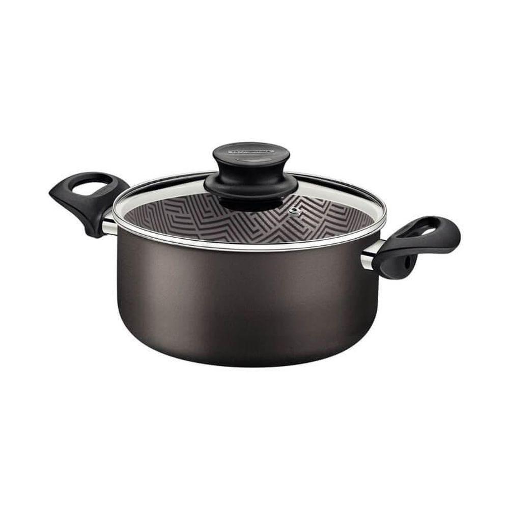 Caçarola Tramontina Paris Alumínio Em Antiaderente Chumbo Com Tampa De Vidro 22cm - 1