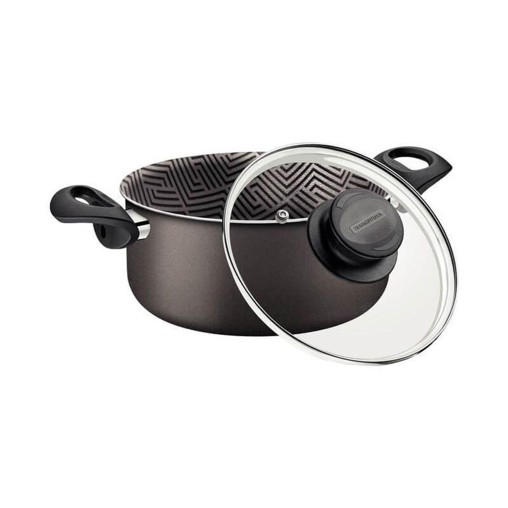 Caçarola Tramontina Paris Alumínio Em Antiaderente Chumbo Com Tampa De Vidro 22cm - 3