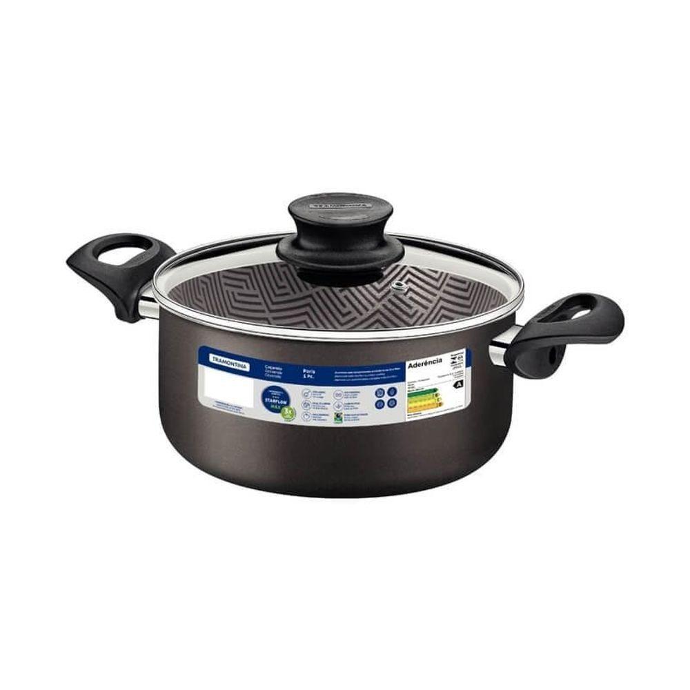 Caçarola Tramontina Paris Alumínio Em Antiaderente Chumbo Com Tampa De Vidro 22cm - 4