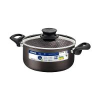 Caçarola Tramontina Paris Alumínio Em Antiaderente Chumbo Com Tampa De Vidro 22cm