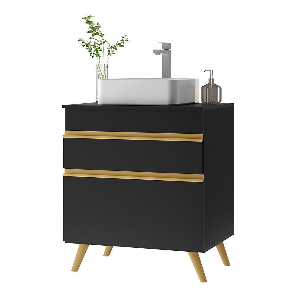 Gabinete Banheiro 1 Porta E 1 Gav Retrô 70cm Mp5024 Preto - 2