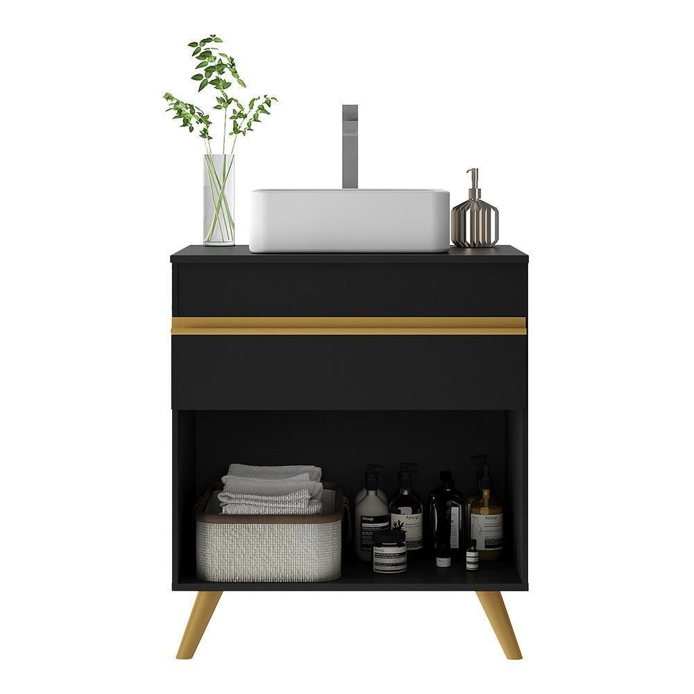 Gabinete Banheiro 1 Porta E 1 Gav Retrô 70cm Mp5024 Preto - 4