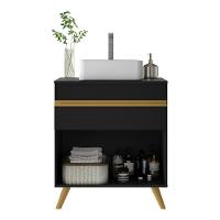 Gabinete Banheiro 1 Porta E 1 Gav Retrô 70cm Mp5024 Preto