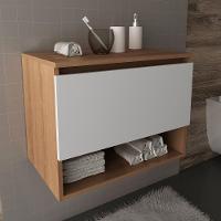 Gabinete Banheiro 1 Porta 60Cm Cr10086 Amêndoa/Branco - 2