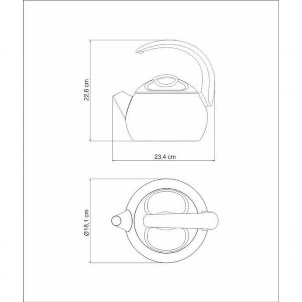 Chaleira Tramontina 2,25 Litros Em Aço Inox Com Cabo Preto - 4