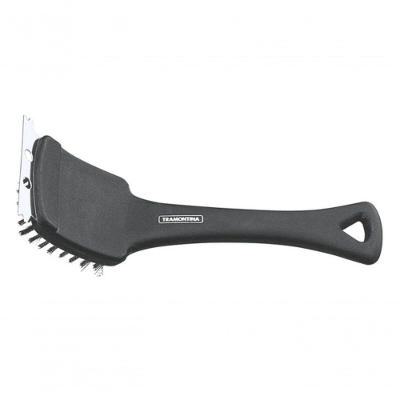 Escova Tramontina Churrasco Com Cerdas Em Aço Inox E Cabo De Polipropileno Preto 21,6cm