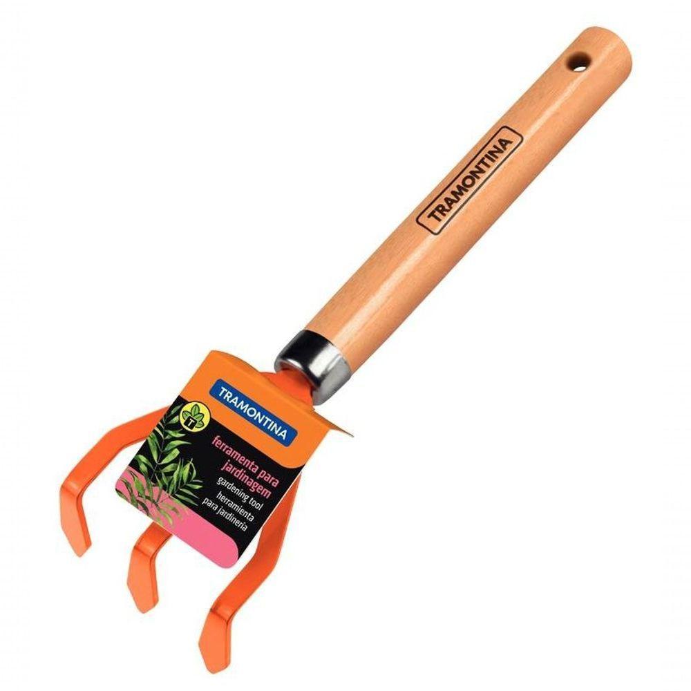 Ancinho Com 3 Dentes Para Jardinagem Tramontina Em Aço Cabo De Madeira - 3