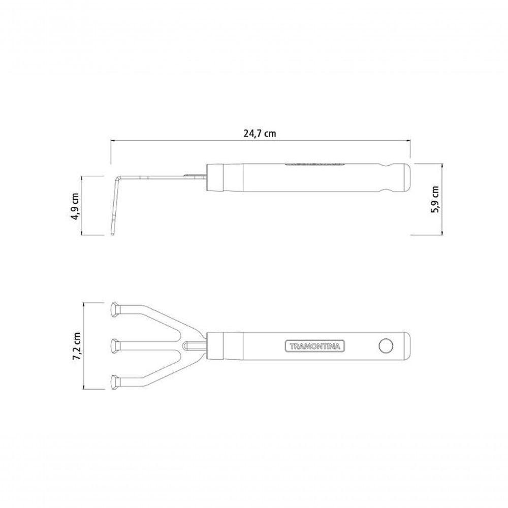 Ancinho Com 3 Dentes Para Jardinagem Tramontina Em Aço Cabo De Madeira - 4