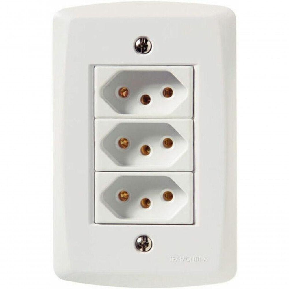 Conjunto 4x2 3 Tomadas 2p+t 10 A 250 V Tramontina Lux2 Branco - 1