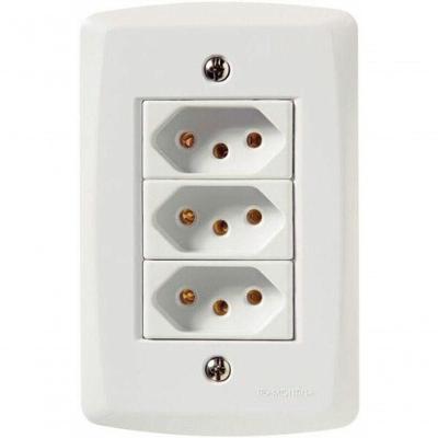 Conjunto 4x2 3 Tomadas 2p+t 10 A 250 V Tramontina Lux2 Branco
