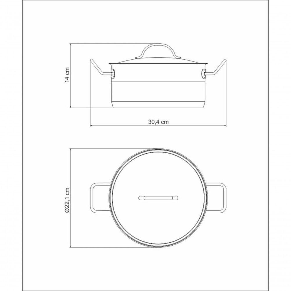 Caçarola Rasa Tramontina Professional 20cm Em Aço Inox Com Detalhe Satinado - 4