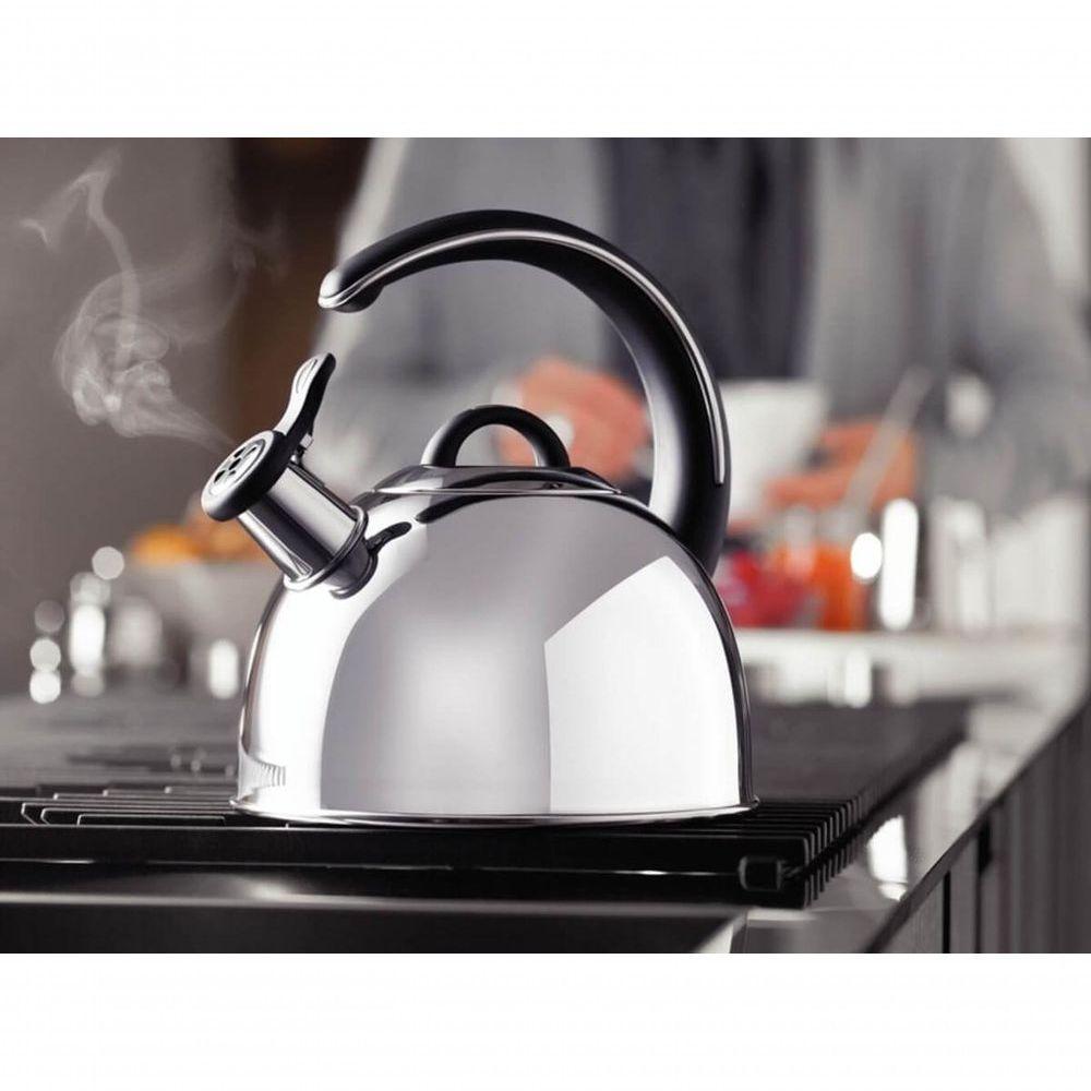 Chaleira Tramontina Com Apito 3,3 Litros Em Aço Inox Com Cabo Preto - 1