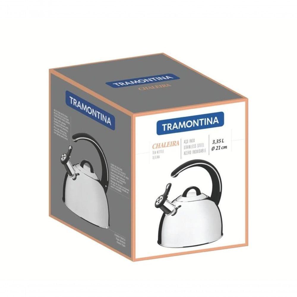 Chaleira Tramontina Com Apito 3,3 Litros Em Aço Inox Com Cabo Preto - 2