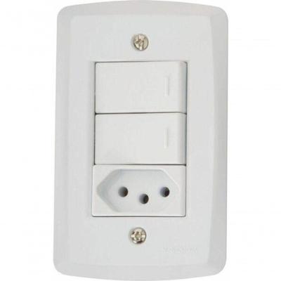 Conjunto 4x2 2 Interruptores Simples 10 A 250 V 1 Tomada 2p+t 10 A 250 V Tramontina Lux2