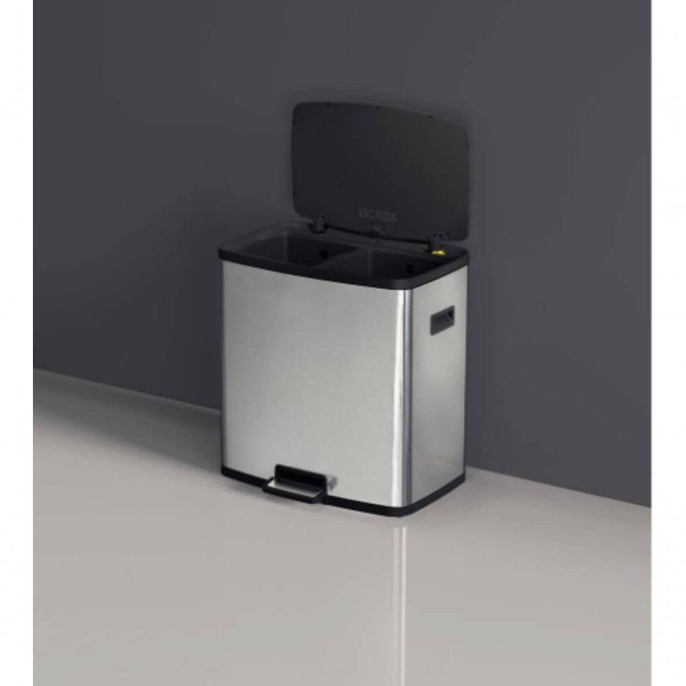 Lixeira Tramontina Octos Em Inox Com 2 Baldes Removíveis E Pedal 15+15 Litros - 2