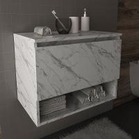 Gabinete Banheiro 1 Porta 60Cm Suspenso Multimóveis Vcr10086 Mármore Branco Mármore Branco - 2