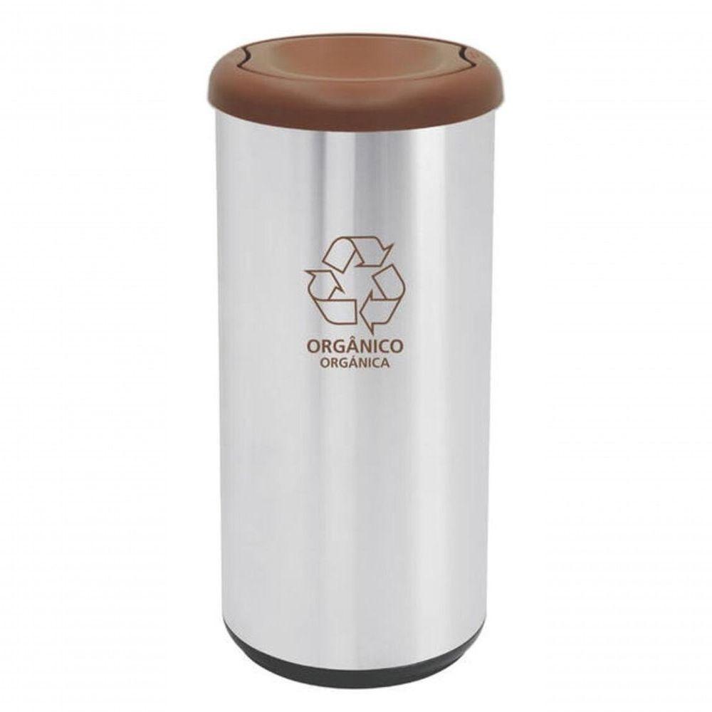 Lixeira Inox Tramontina Piemonte Com Acabamento Acetinado E Tampa Basculante Marrom 40 Litros - 1