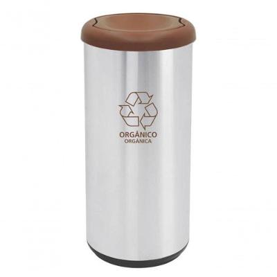 Lixeira Inox Tramontina Piemonte Com Acabamento Acetinado E Tampa Basculante Marrom 40 Litros