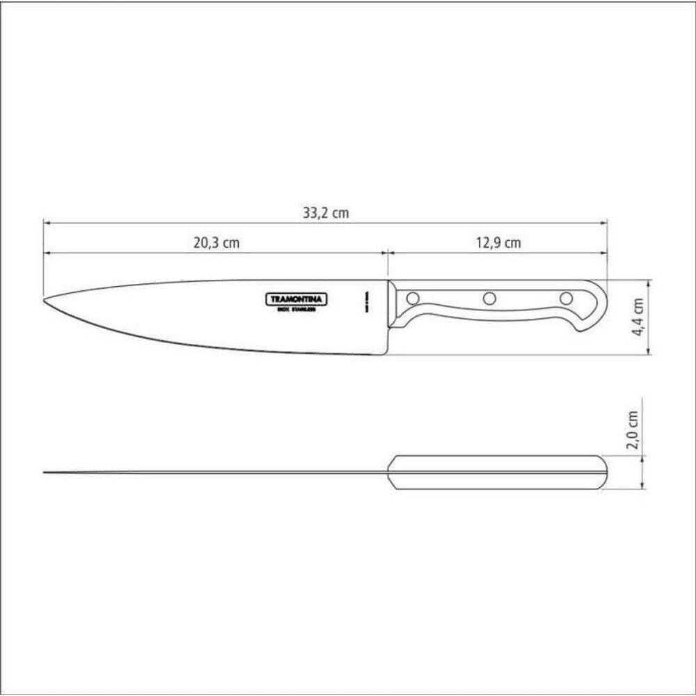 Faca Chefe Tramontina Ultracorte 8" Inox Preta - 2