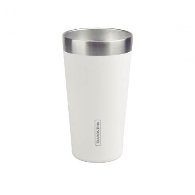 Copo Térmico Branco Em Aço Inox Tramontina Exata Sem Tampa 420ml