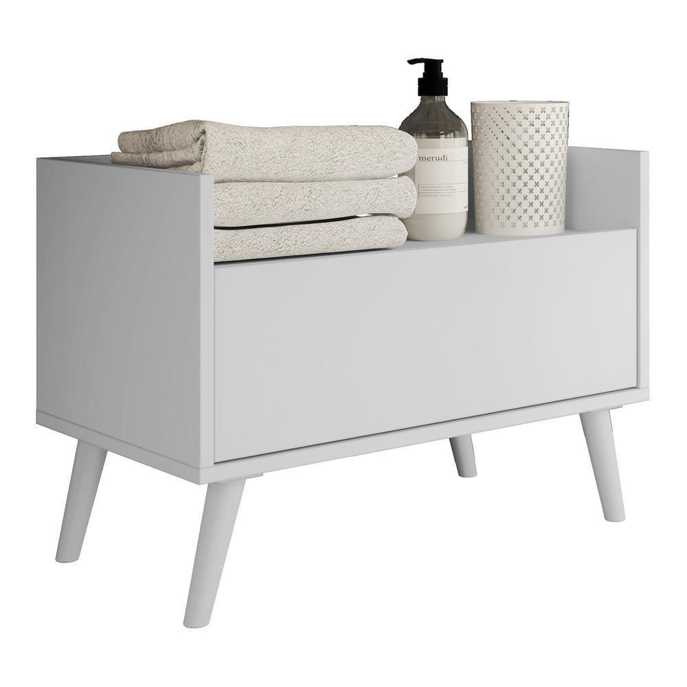 Gabinete Balcão Banheiro 80 Cm C/ Pés Retrô Branco - 1