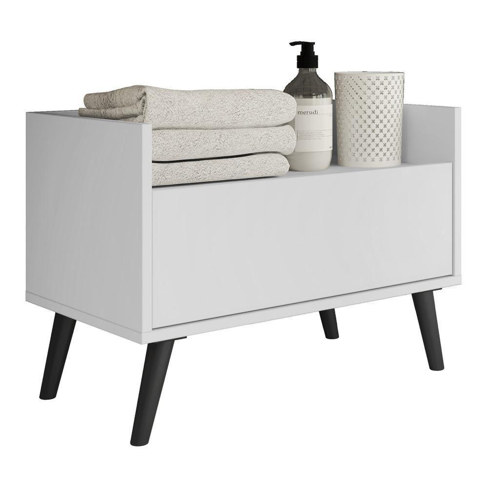 Gabinete Balcão Banheiro 80 Cm C/ Pés Retrô Branco/preto - 1