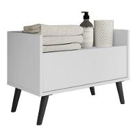 Gabinete Balcão Banheiro 80 Cm C/ Pés Retrô Branco/preto - 1