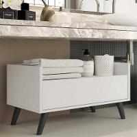 Gabinete Balcão Banheiro 80 Cm C/ Pés Retrô Branco/preto - 8