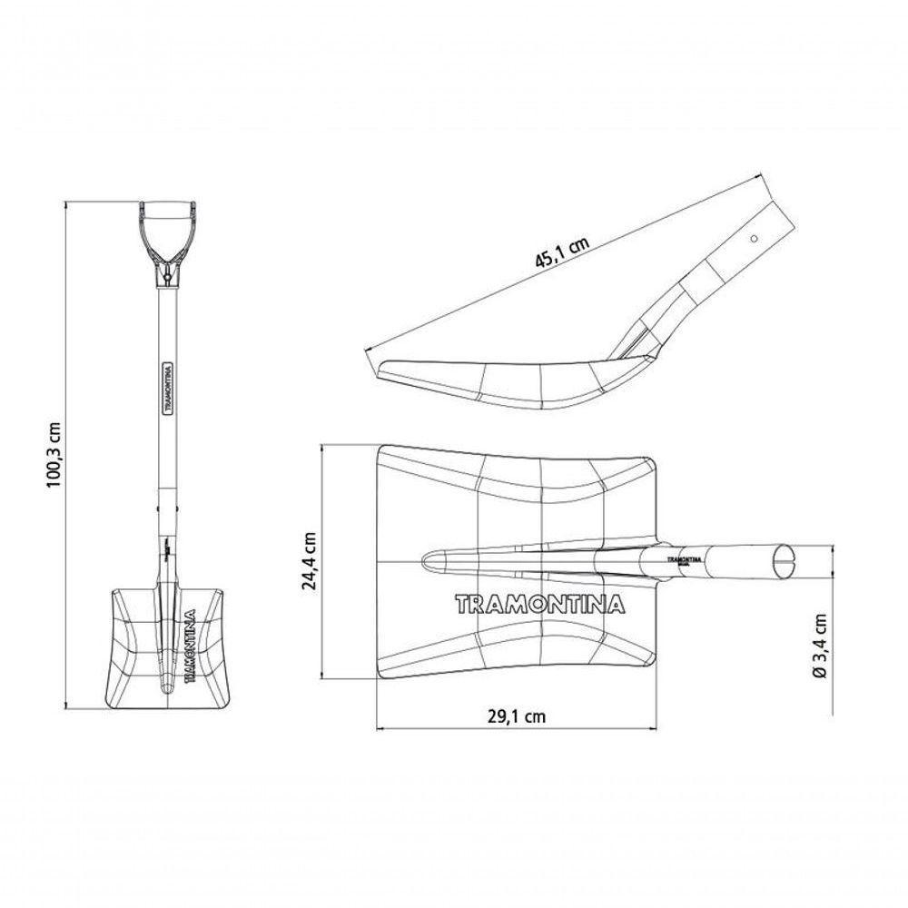 Pá Quadrada Tramontina Em Aço Com Cabo De Madeira 71cm 465-30 - 4