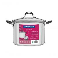 Caldeirão Tramontina Astro Silicone 28cm Em Aço Inox Com Tampa De Vidro