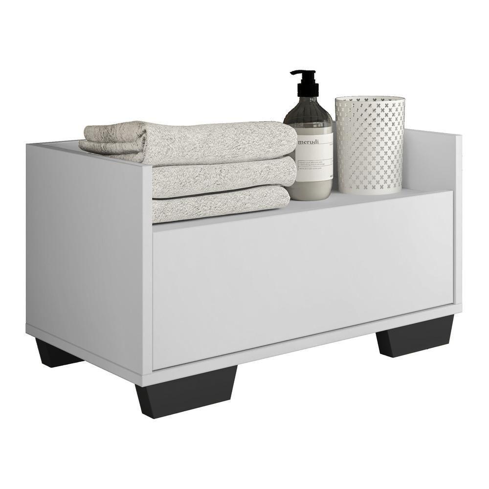 Gabinete Armário Banheiro 80Cm Multimóveis V5001 Branco/Preto Branco/Preto - 1