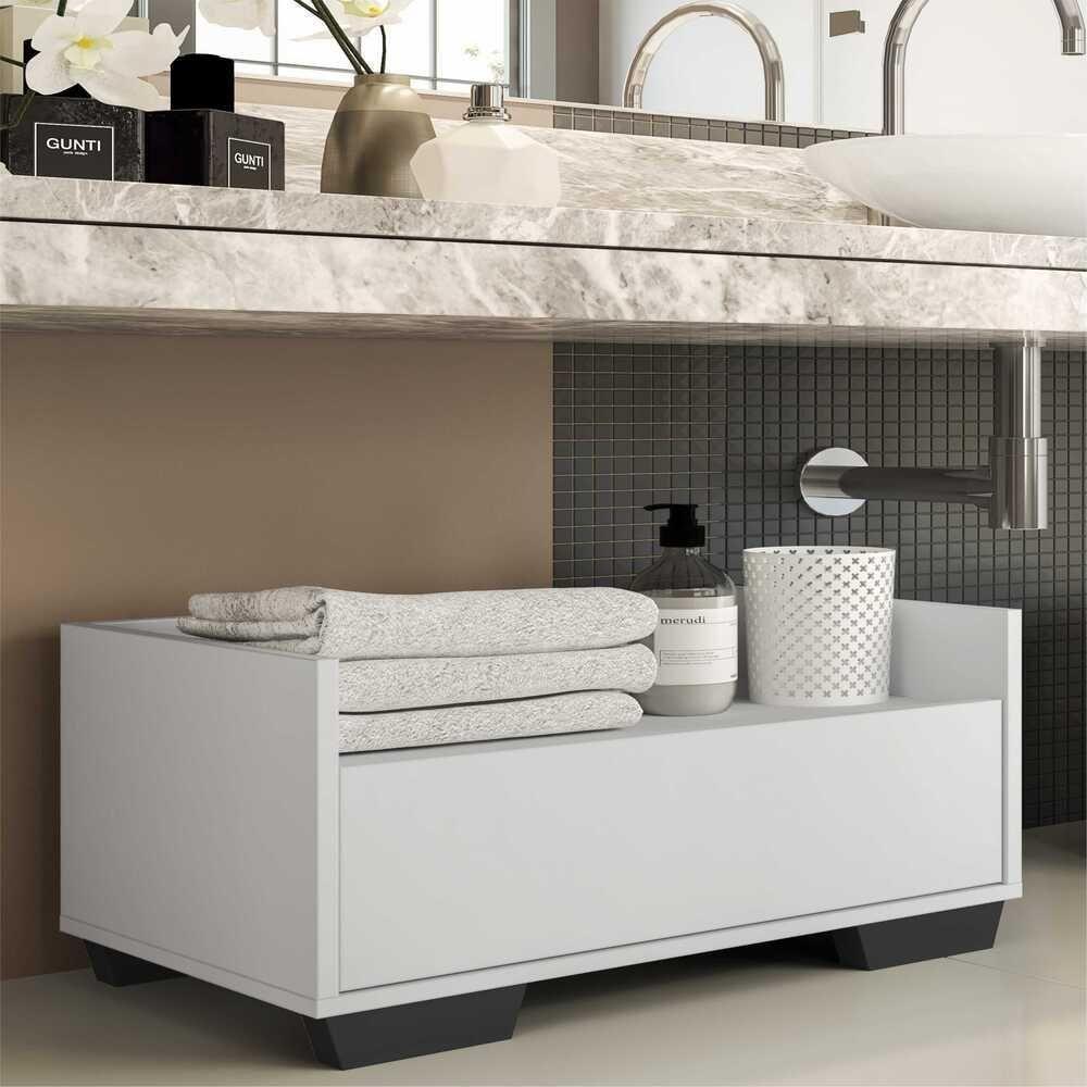 Gabinete Armário Banheiro 80Cm Multimóveis V5001 Branco/Preto Branco/Preto - 7