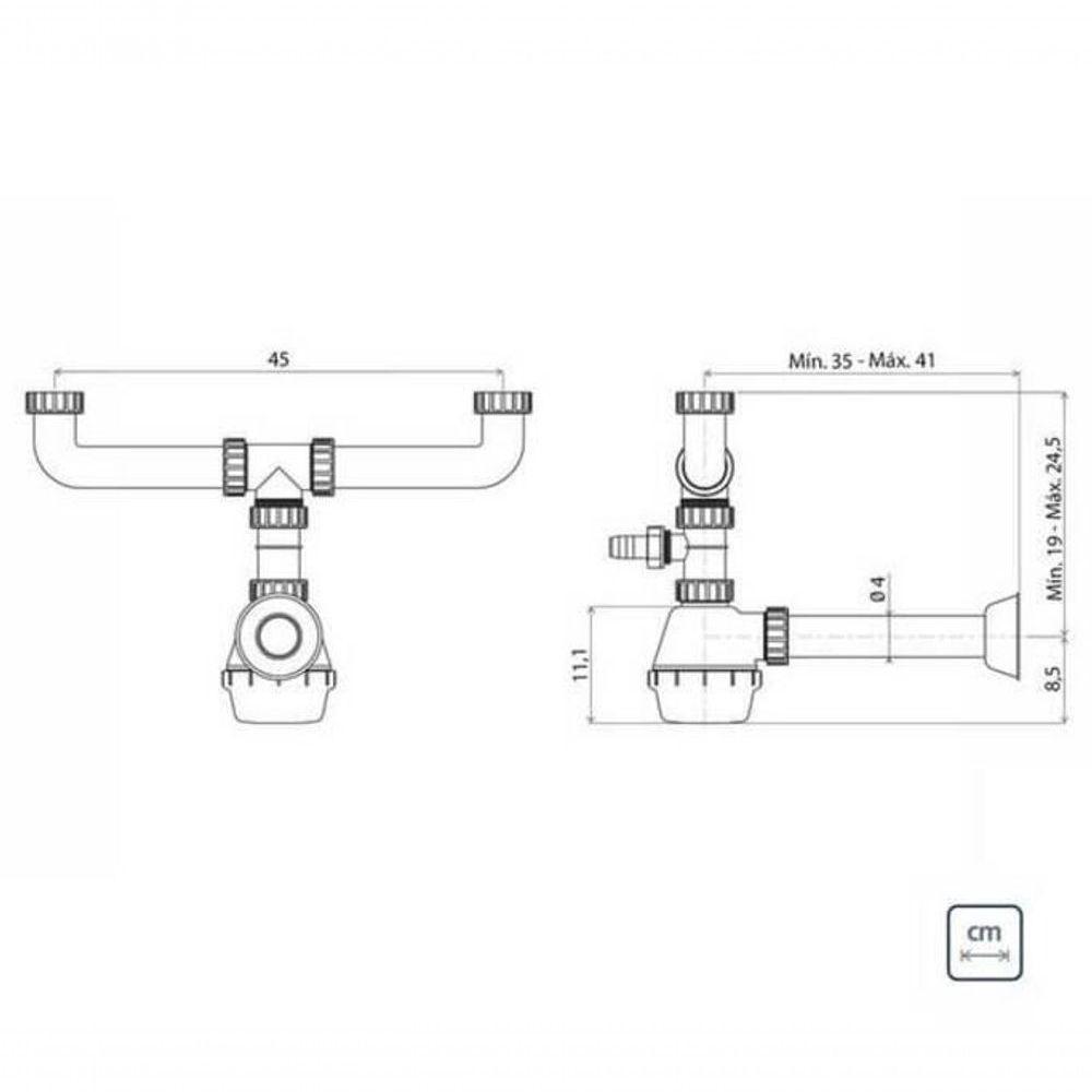 Sifão Duplo Em Polipropileno Para Pias E Cubas Tramontina - 3