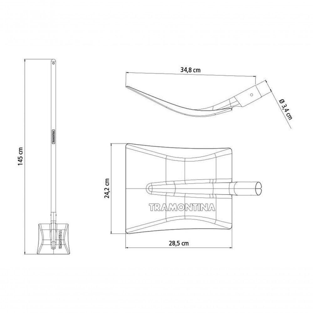 Pá Quadrada Tramontina Em Aço Com Cabo De Madeira 120cm 464-30 - 3