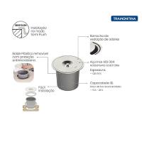 Lixeira De Embutir Tramontina Clean Round Em Aço Inox Com Balde Plástico 8 L