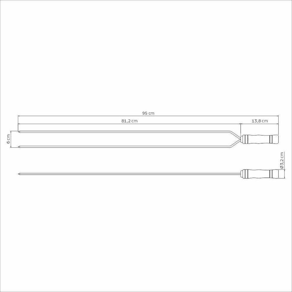 Espeto Duplo Para Churrasco Tramontina Com Lâmina Em Inox E Cabo De Madeira 95cm - 3