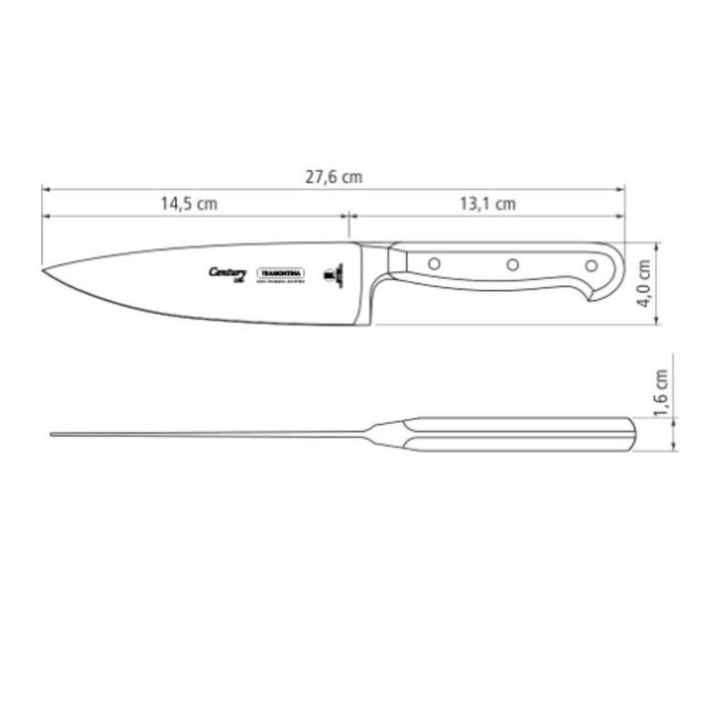 Faca Chef Tramontina Century Com Lâmina Em Aço Inox E Cabo Em Policarbonato E Fibra De Vidro 6 - 4